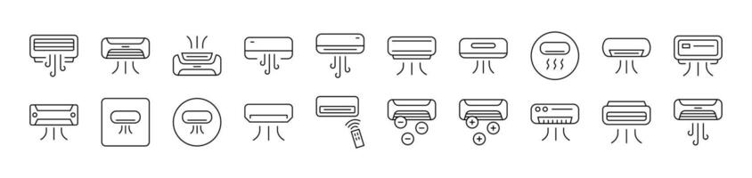 Air Conditioning Simple Isolated Line Icons Collection. Editable Stroke. Suitable for Web Sites, Books, Cards, Apps vector