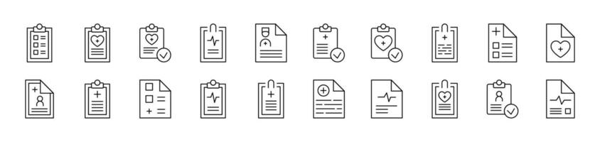 Medical Prescription Thin Icons Collection. Editable Stroke. Suitable for Web Sites, Books, Cards, Apps vector