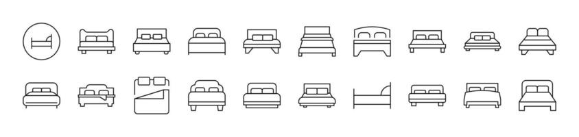 Bed Outline Simple Linear Image Collection. Editable Stroke. Suitable for Web Sites, Books, Cards, Apps vector