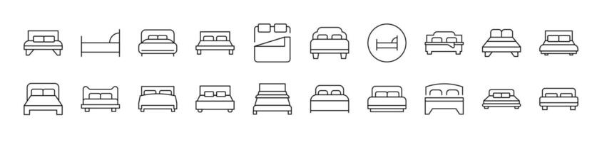 Bed Icon Set for UI, Placards, Books, Apps. Editable Stroke. Suitable for Web Sites, Books, Cards, Apps vector