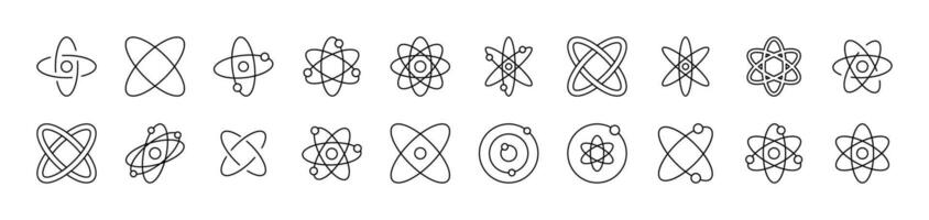 Isolated Atom, Orbit Set of Thin Icons. Editable Stroke. Suitable for Web Sites, Books, Cards, Apps vector