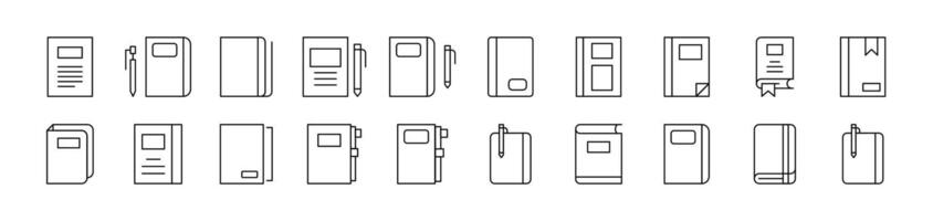 Notebook, Book for Notes Related Line Icons for Web Sites, Books, Cards, Apps. Editable Stroke. Suitable for Web Sites, Books, Cards, Apps vector