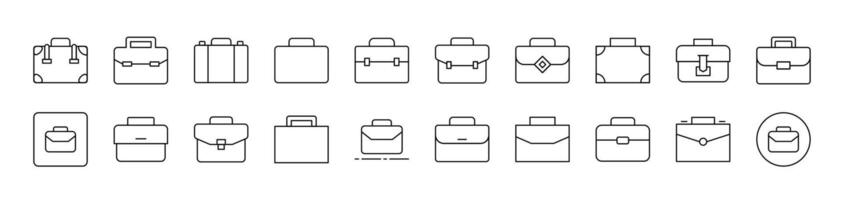 Briefcase, Business Suitcase Simple Isolated Line Icons Collection. Editable Stroke. Suitable for Web Sites, Books, Cards, Apps vector