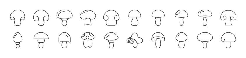 Mushroom Icon Set for UI, Placards, Books, Apps. Editable Stroke. Suitable for Web Sites, Books, Cards, Apps vector