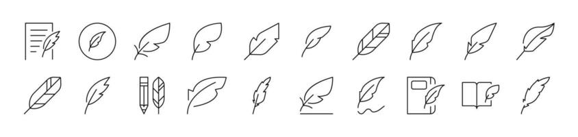 Feather Thin Icons Collection. Editable Stroke. Suitable for Web Sites, Books, Cards, Apps vector