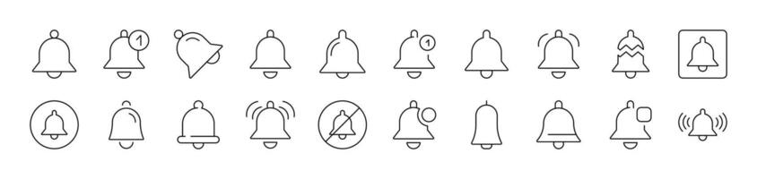 Bell as Ring and Notification Related Line Icons for Web Sites, Books, Cards, Apps. Editable Stroke. Suitable for Web Sites, Books, Cards, Apps vector