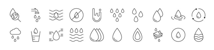 Water Simple Isolated Line Icons Collection. Editable Stroke. Suitable for Web Sites, Books, Cards, Apps vector
