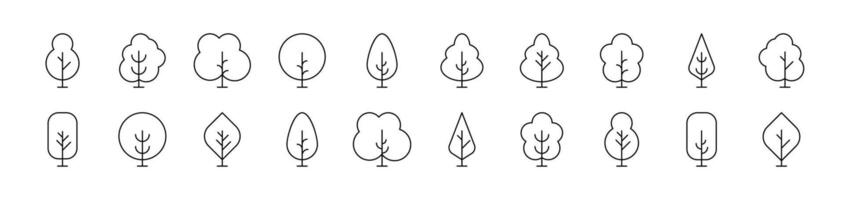 Tree and Forest Related Line Icons for Web Sites, Books, Cards, Apps. Editable Stroke. Suitable for Web Sites, Books, Cards, Apps vector