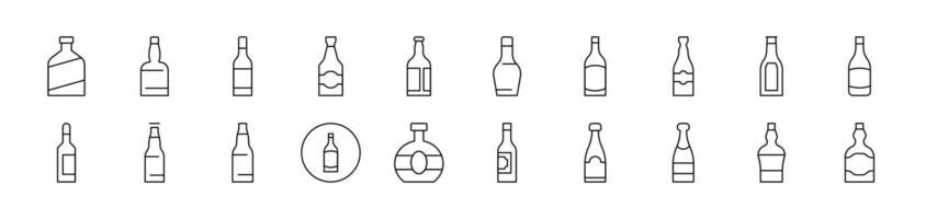 Bottle Bundle of Thin Icons. Editable Stroke. Suitable for Web Sites, Books, Cards, Apps vector