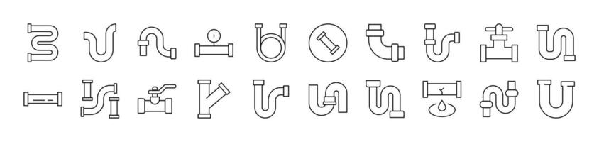 Pipe Collection of Thin Icons. Editable Stroke. Suitable for Web Sites, Books, Cards, Apps vector