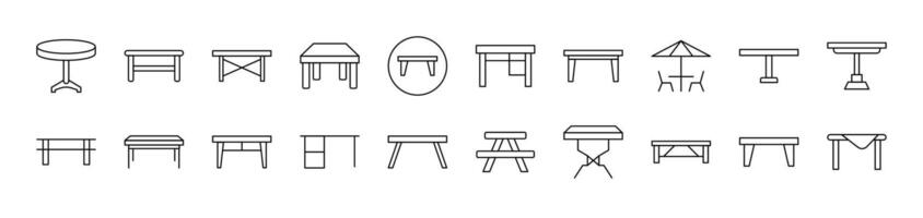 Table Icon Set for UI, Placards, Books, Apps. Editable Stroke. Suitable for Web Sites, Books, Cards, Apps vector