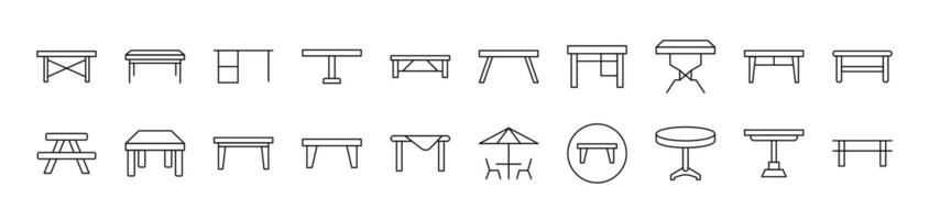 Table Pack of Thin Icons. Editable Stroke. Suitable for Web Sites, Books, Cards, Apps vector