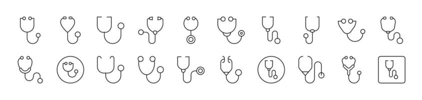 Stethoscope Simple Isolated Line Icons Collection. Editable Stroke. Suitable for Web Sites, Books, Cards, Apps vector