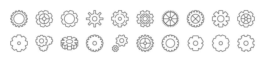 Gear and Cogwheel as Mechanism Outline Image Collection. Editable Stroke. Perfect for Infographics, Articles, Books, Flyers, Banners vector