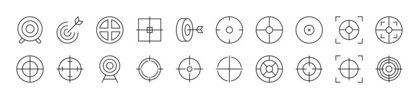 Sniper Target and Aim Related Line Icon Collection. Editable Stroke. Perfect for Infographics, Articles, Books, Flyers, Banners vector