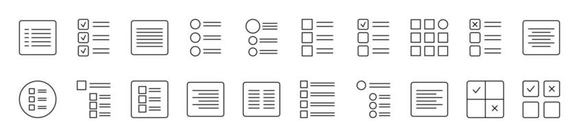 Menu and List in Interface Outline Picture Collection. Editable Stroke. Perfect for Infographics, Articles, Books, Flyers, Banners vector