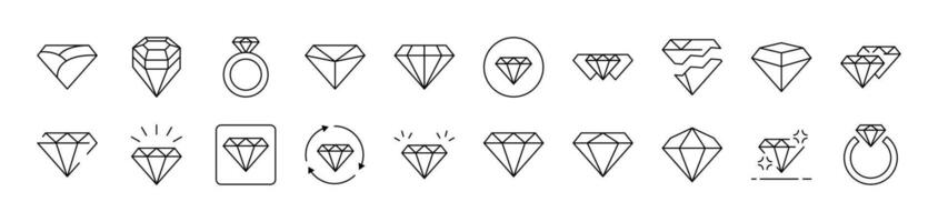 Diamond Outline Image Collection. Editable Stroke. Perfect for Infographics, Articles, Books, Flyers, Banners vector