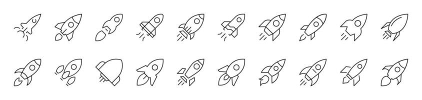 Spaceship Picture Collection. Editable Stroke. Perfect for Infographics, Articles, Books, Flyers, Banners vector
