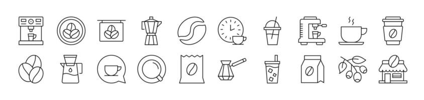 Coffee, Cup and Grains Outline Image Collection. Editable Stroke. Perfect for Infographics, Articles, Books, Flyers, Banners vector