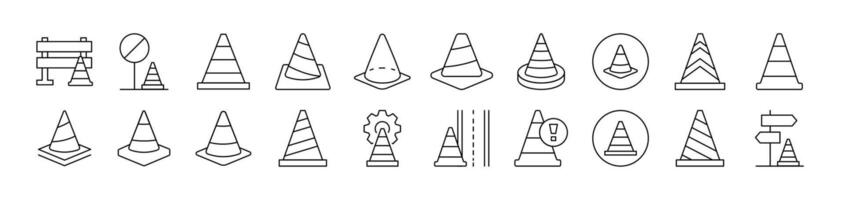 Traffic Cone Picture Collection. Editable Stroke. Perfect for Infographics, Articles, Books, Flyers, Banners vector