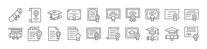 Collection of Images of Diploma and Certificate Drawn with Thin Line for apps, web sites, banners, infographics and other types of design vector