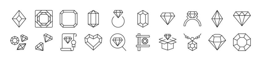 Diamond, Gem Collection of Signs of Crystals for apps, web sites, banners, infographics and other types of design vector