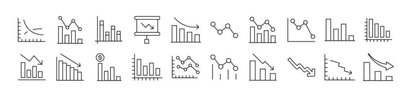 Collection of Signs of Arrow Down by Progress Bar Drawn with Thin Line for apps, web sites, banners, infographics and other types of design vector