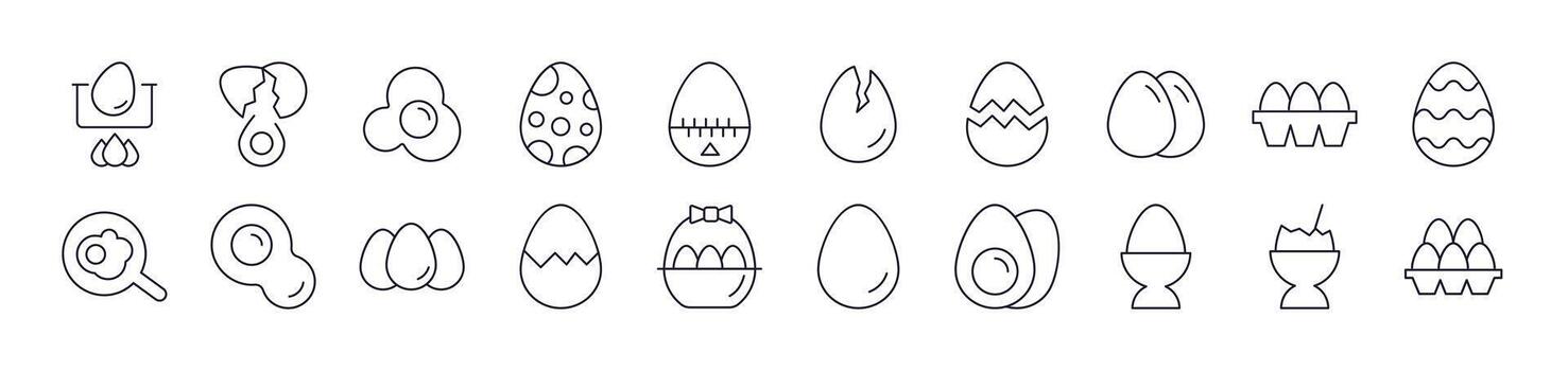 Collection of Icons of Various Eggs Drawn with Thin Line for apps, web sites, banners, infographics and other types of design vector
