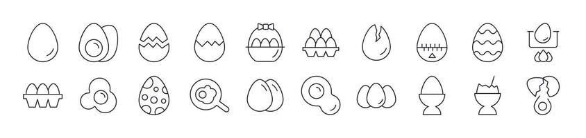 Collection of Outline Symbols of Various Eggs Drawn with Thin Line for apps, web sites, banners, infographics and other types of design vector