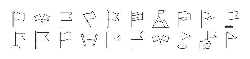 Collection of Images of Flag Drawn with Thin Line for apps, web sites, banners, infographics and other types of design vector