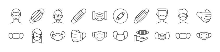 Collection of Signs of Medical Face Mask for apps, web sites, banners, infographics and other types of design vector