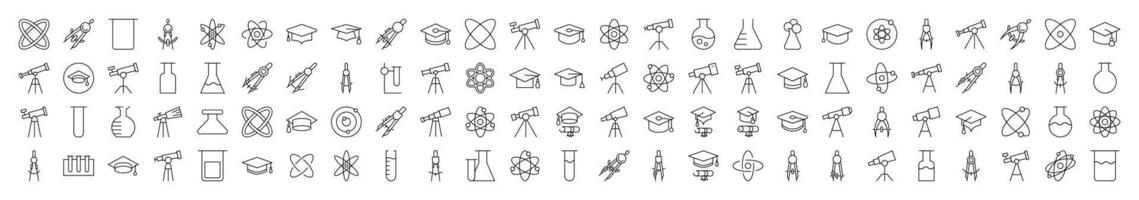 Science Thin Line Icon Set. Editable Stroke. Suitable for Banners, Cards, Social Networks, Apps vector