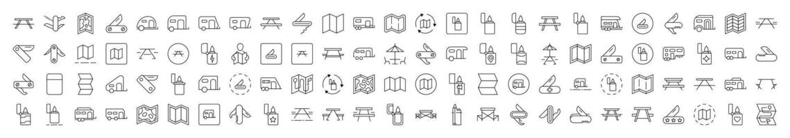 Beach, Umbrella, Surfing, Lifeline, Summer Rest Minimalistic Pictograms Drawn with Thin Line. Collection of Various Design Elements that Can Be Used for Apps, Articles, Web Sites, Social Media vector