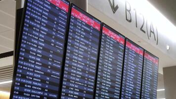 The departure schedule from the airport shows various flights. Bright lights and numbers create an atmosphere of anticipation and excitement, reflecting the dynamic nature of travel and adventure video