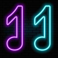 Music notes with dark neon light effect, 3d rendering. 3D illustration..blue color vector