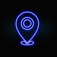 Neon map pin icon. Glowing neon marker sign. neon glowing Location pin, GPS navigator geotag locator mark of map, futuristic technology.blue vector