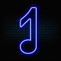 Music notes with dark neon light effect, 3d rendering. 3D illustration..blue vector