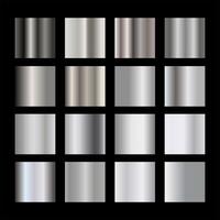 A set of dark black and silver metallic gradients on a black background. Metallic gradient effects for the design of text and billboards, infographics. Metal banner. illustration. vector