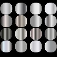 Collection of silver, chrome metallic gradient. Plates with shiny silver effect. Large set of luxury silver gradients. illustration vector