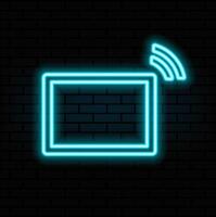 Neon tablet icon. Glowing neon tablet sign, set of isolated device in different vivid colors. Bright icon, sign, symbol for UI design. Mobile device and gadget. illustration.blue vector