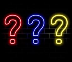 Outline 3 neon questions icon set. Glowing neon question marks, FAQ support, answer searching, questionnaire. Find problem decision. Unknown surprise, secret, mystery. Quest, puzzle and quiz. vector