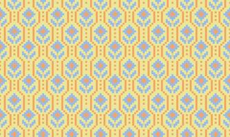 a detailed pattern create from geometric designs with light blue and orange square on yellow background , design for fabric or various pattern printing works. vector