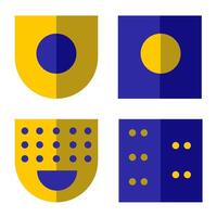 Set abstract geometric shapes create form square and circle ,blue and yellow. vector