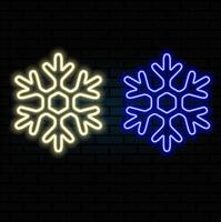 Outline neon snowflake icon. Glowing neon snowflake sign, snow pictogram in vivid colors. Ice crystal flake, frost winter season, geometric snowflake star silhouette. icon set, symbol.blue color vector
