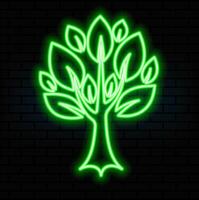 Glowing neon line Trees icon isolated on black background. Forest symbol. Colorful contour concept. .green color vector