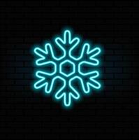 Outline neon snowflake icon. Glowing neon snowflake sign, snow pictogram in vivid colors. Ice crystal flake, frost winter season, geometric snowflake star silhouette. icon set, symbol for UI.blue vector