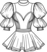 A drawing of a dress with sleeves vector