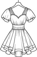A dress on a hanger coloring page vector