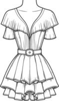 A drawing of a dress with ruffles vector
