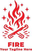 Simple Fire Logo Design With Red Concept vector